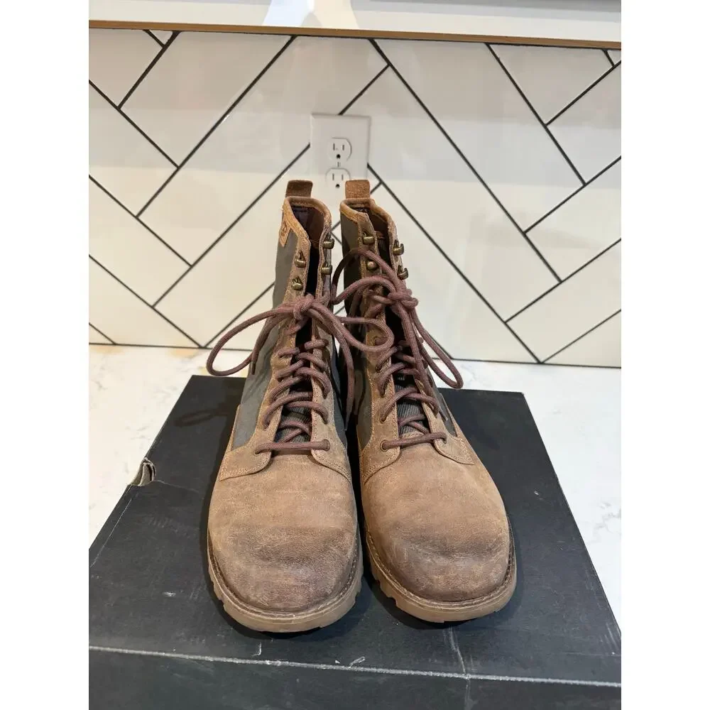 UGG Montgomery combat boots chestnut leather olive canvas upper sz 12